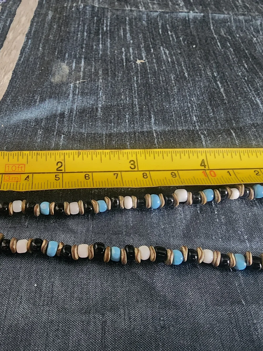 Beaded Men's Necklace in Blue and Cream - Stylish Grooming Accessory